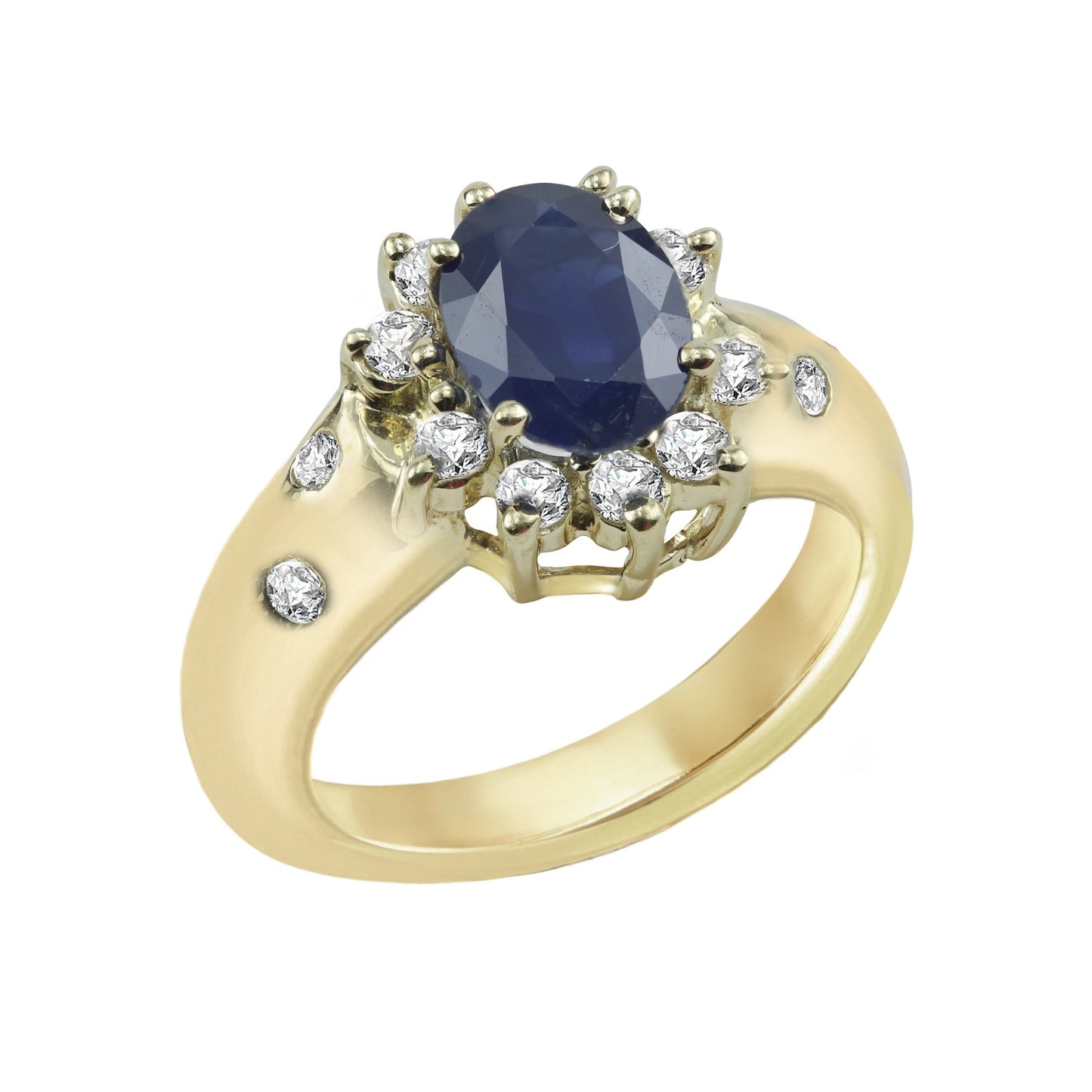 Midnight Sapphire Oval-Cut Yellow Gold