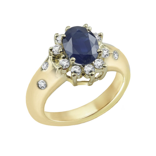 Midnight Sapphire Oval-Cut Yellow Gold