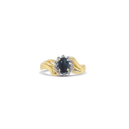 Midnight Sapphire Oval-Cut Yellow Ring