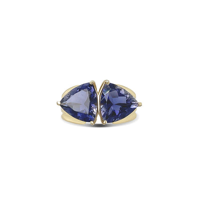 Iyolit Trillion-Cut Yellow Gold Ring
