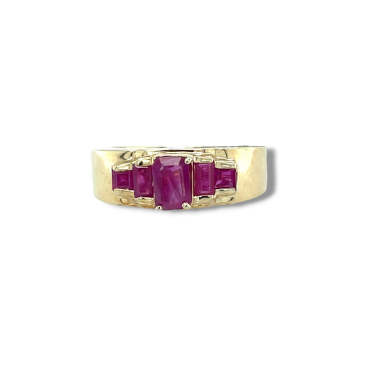 Ruby Square-Cut Yellow Gold Ring