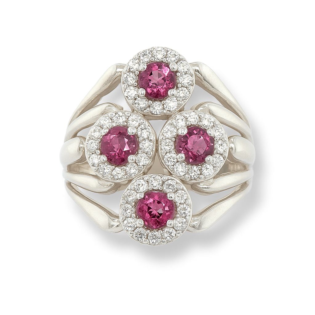 Pink Sapphire and White Diamonds Gold Ring