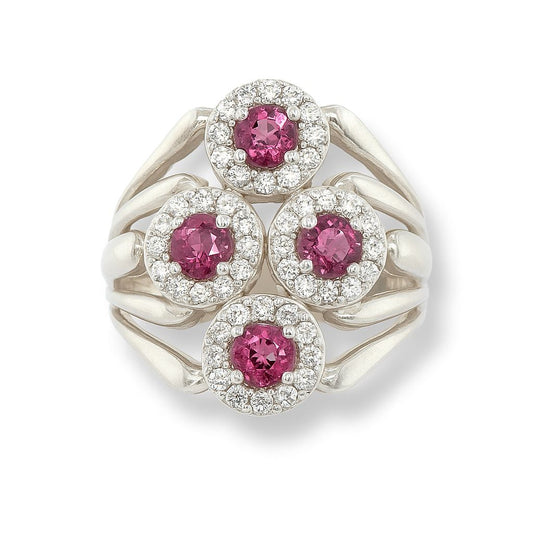 Pink Sapphire and White Diamonds Gold Ring