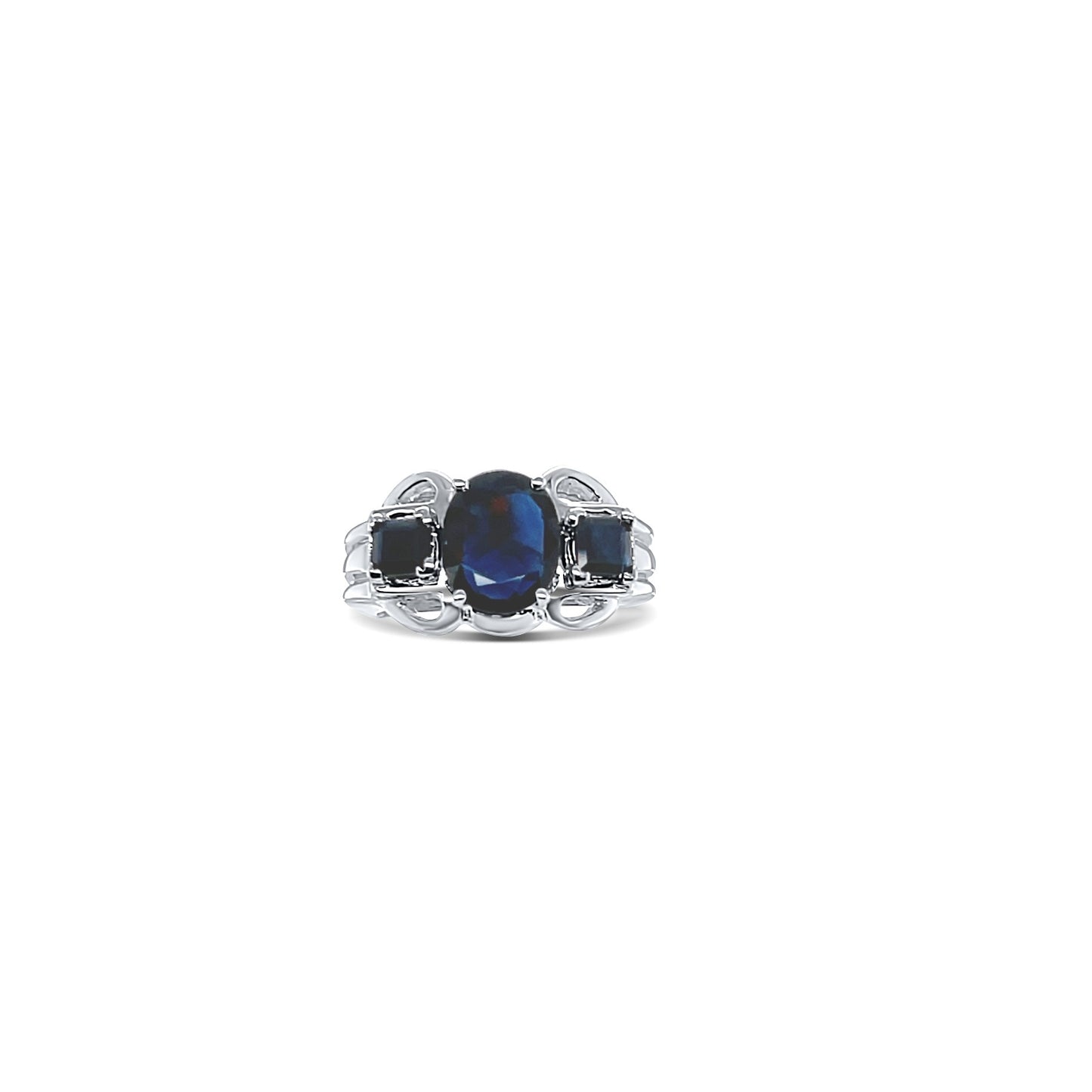 Midnight Sapphire Oval-Cut White Gold Ring
