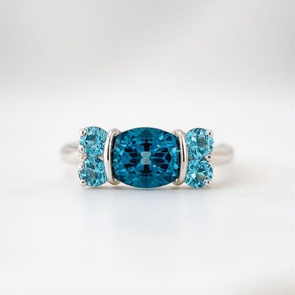 Blue Topaz Oval-Cut White Gold Ring