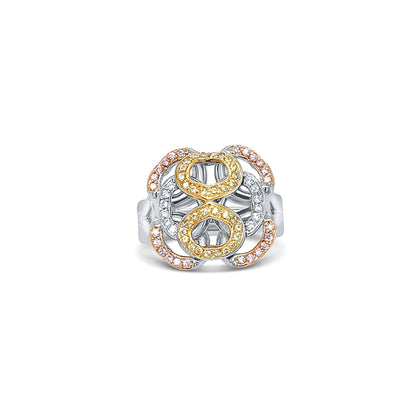 Champagne-Yellow Round-Cut White Gold Ring