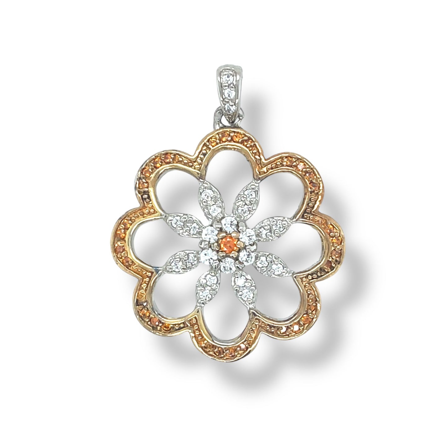 Floral-Cut White Gold Pendant