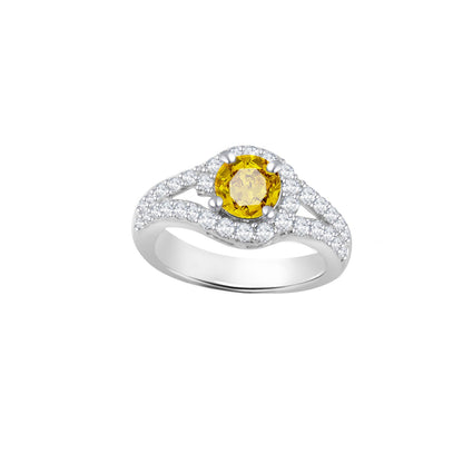 Yellow Round-Cut White Gold Ring