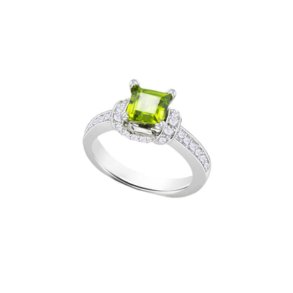 Peridot Square-Cut Birthstone Ring
