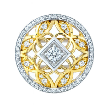 Medallion Style Round-Cut Gemstones White Gold Ring