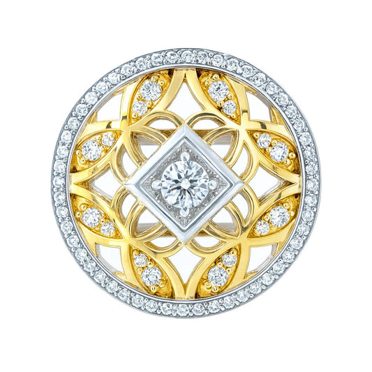 Medallion Style Round-Cut Gemstones White Gold Ring