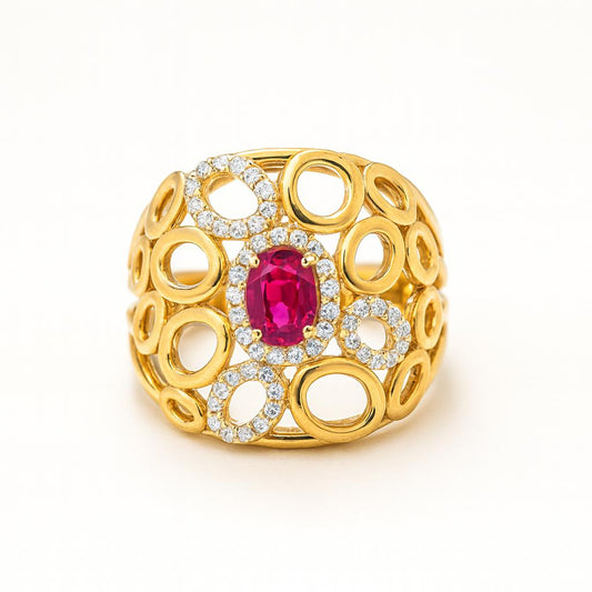 Ruby Oval-Cut Yellow Gold Ring