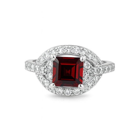 Garnet Square-Cut Gemstone Birthstone Ring