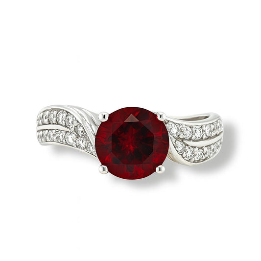 Garnet Round-Cut Gemstone Birthstone Ring