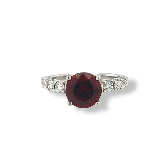Garnet Round-Cut Gemstone Birthstone Ring