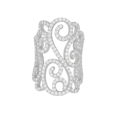 Wide-Band Round-Cut Gold Ring