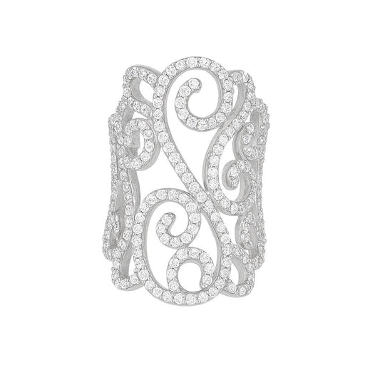 Wide-Band Round-Cut Gold Ring