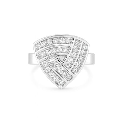 Shield-Shaped Design Round-Cut Gold Ring