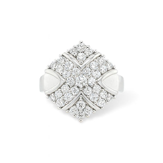 Floral-Style Round-Cut Gold Ring