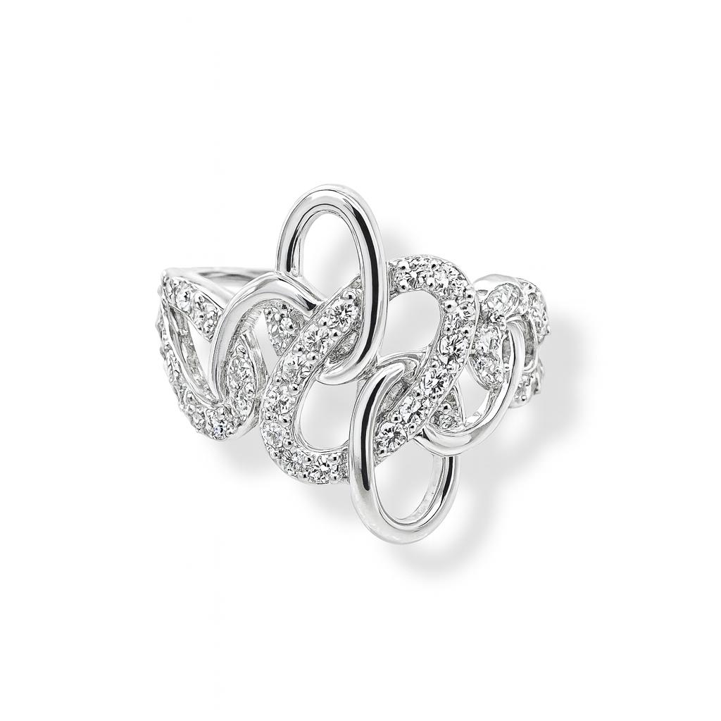 Interlocking-Loop Design Round-Cut Gold Ring