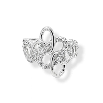 Interlocking-Loop Design Round-Cut Gold Ring