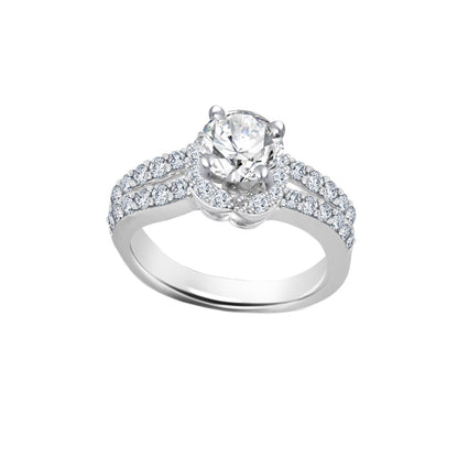 Brilliant Round-Cut Engagement Gold Ring