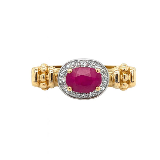 Ruby Oval-Cut Birthstone Gold Ring