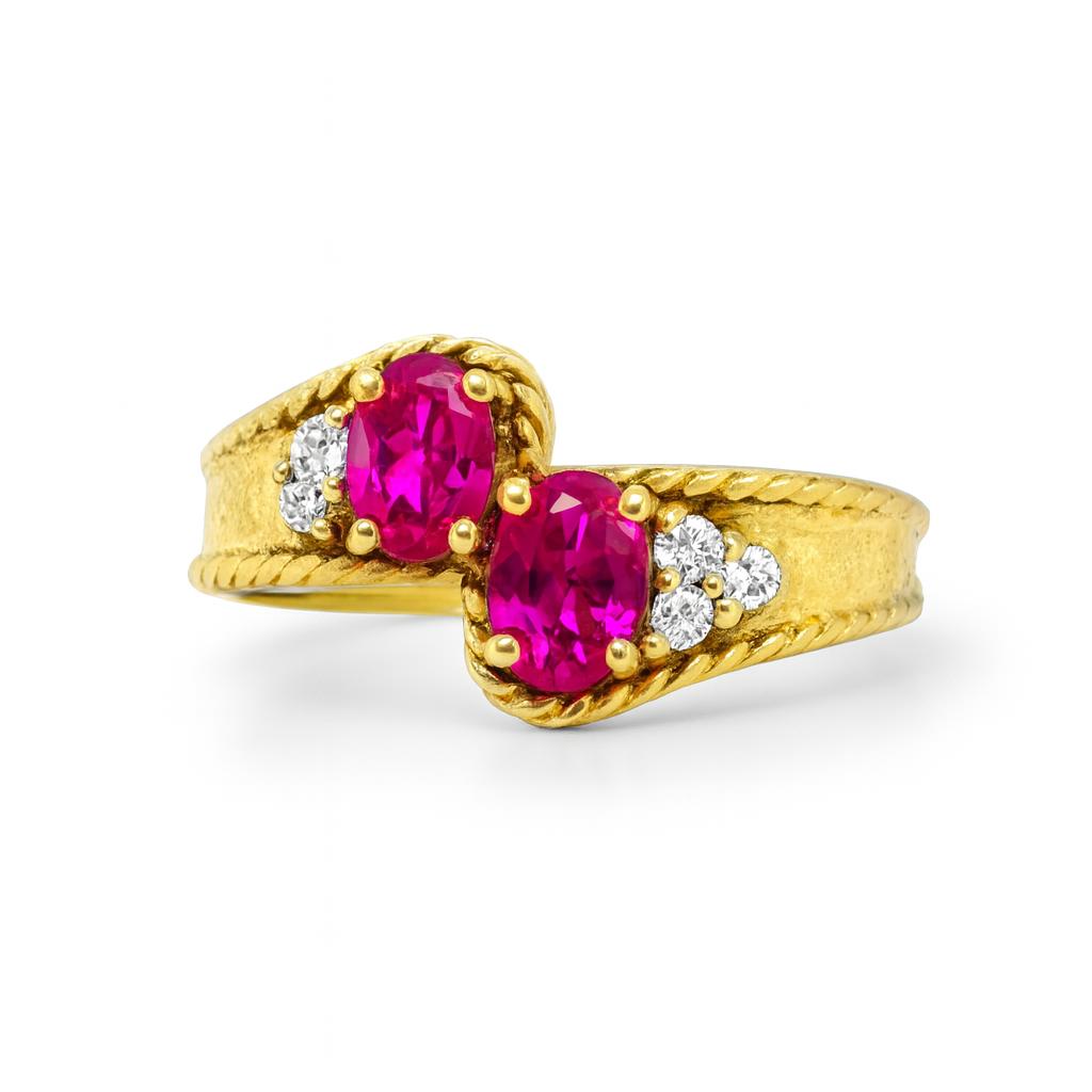 Baypass Ruby Oval-Cut Birthstone Gold Ring