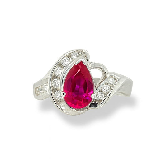 Ruby Pear-Cut Birthstone Gold Ring