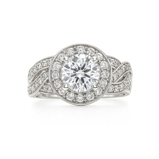 Briliant Round-Cut Engagement Gold Ring