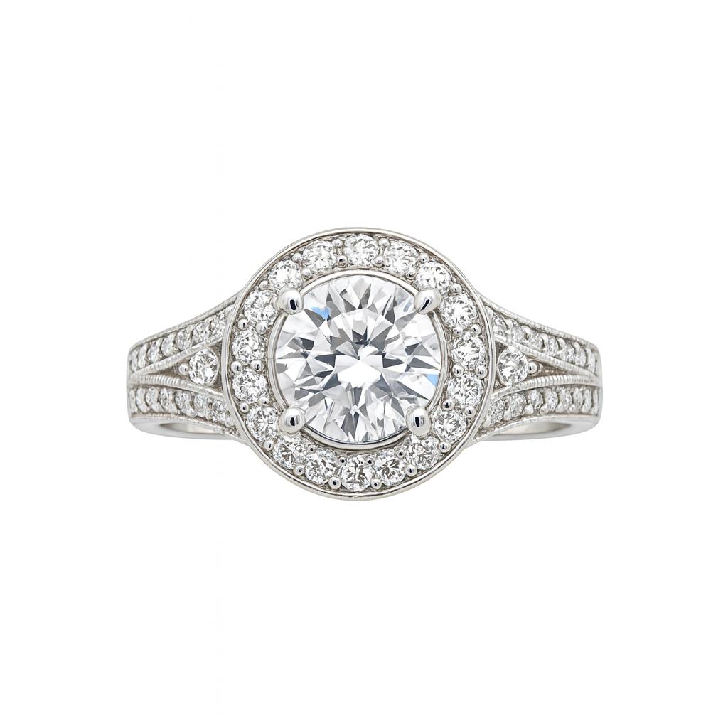 Brilliant Round-Cut Engagement Gold Ring