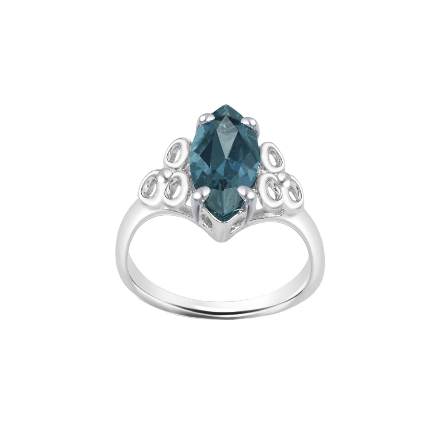 Blue Topaz Marquise-Cut Birthstone Gold Ring