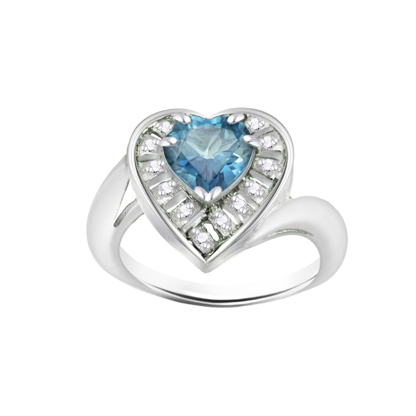 Blue Topaz Heart-Shaped Birthstone Gold Ring