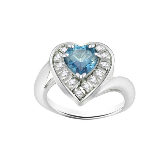 Blue Topaz Heart-Shaped Birthstone Gold Ring