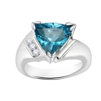 Blue Topaz Trillion-Cut Birthstone Gold Ring