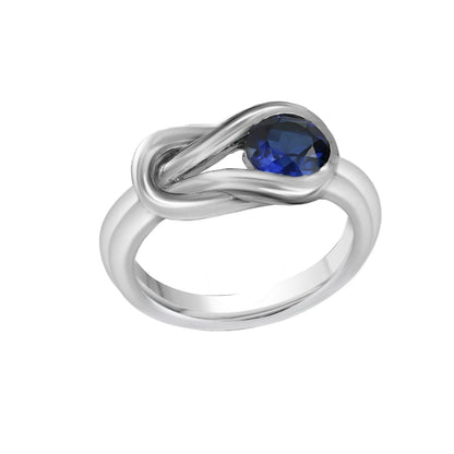 Blue Sapphire Oval-Cut Birthstone Gold Ring