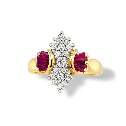Ruby Baguettes Birthstone Gold Ring