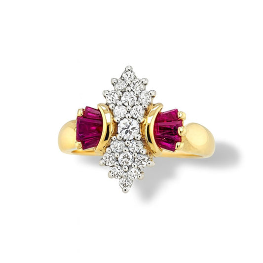 Ruby Baguettes Birthstone Gold Ring
