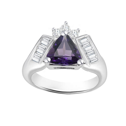 Amethyst Trillion-Cut Birthstone Gold Ring