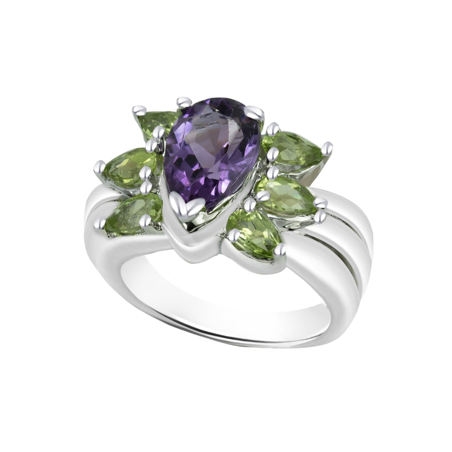 Amethyst Pear-Shaped Birthstone Gold Ring