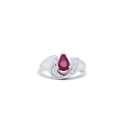 Ruby Pear-Shaped Birthstone Gold Ring