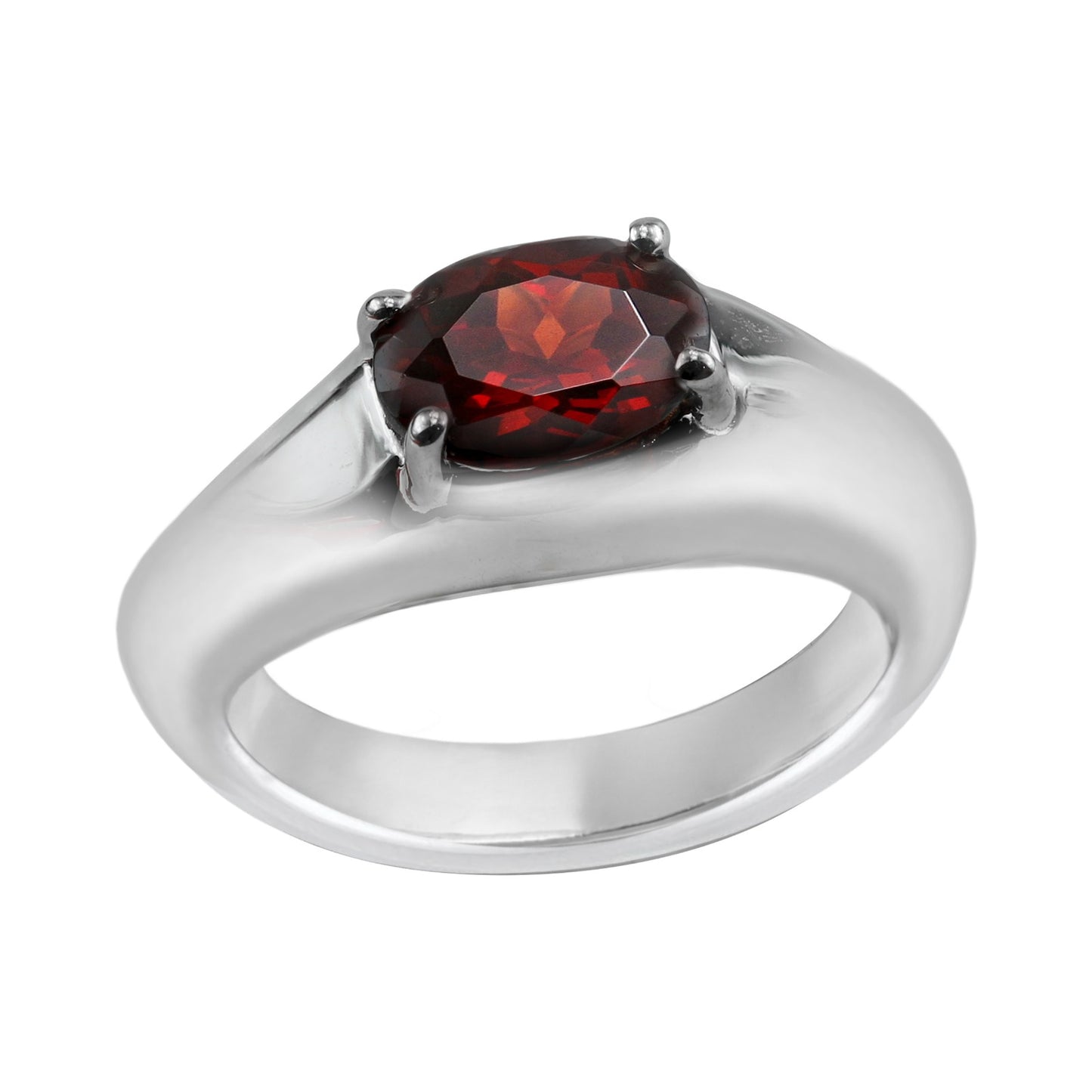 Garnet Oval-Cut Birthstone Gold Ring