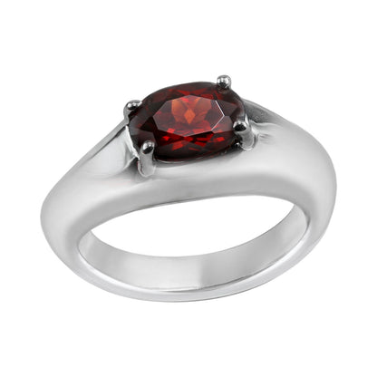 Garnet Oval-Cut Birthstone Gold Ring