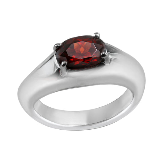 Garnet Oval-Cut Birthstone Gold Ring