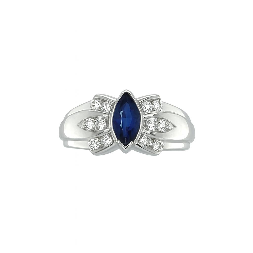 Royal Sapphire Bloom White Gold Ring