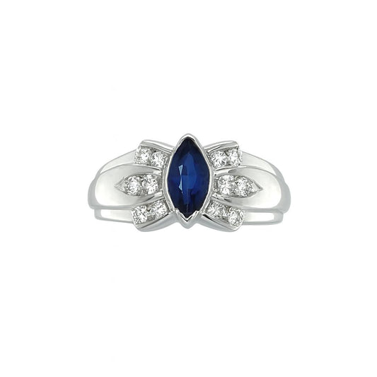 Royal Sapphire Bloom White Gold Ring