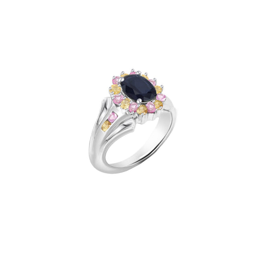Midnight Sapphire Petal White Gold Ring