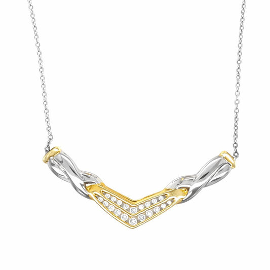 Radiant V-Glow Two Tone Gold Necklace
