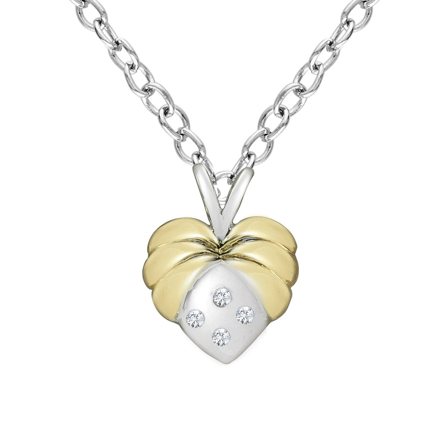 Golden Embrace Heart Two Tone Gold Pendant