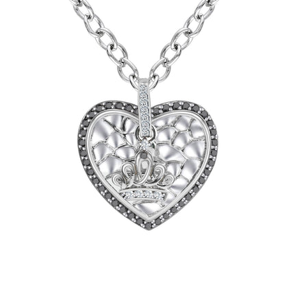 Royal Heart Crown White Gold Pendant